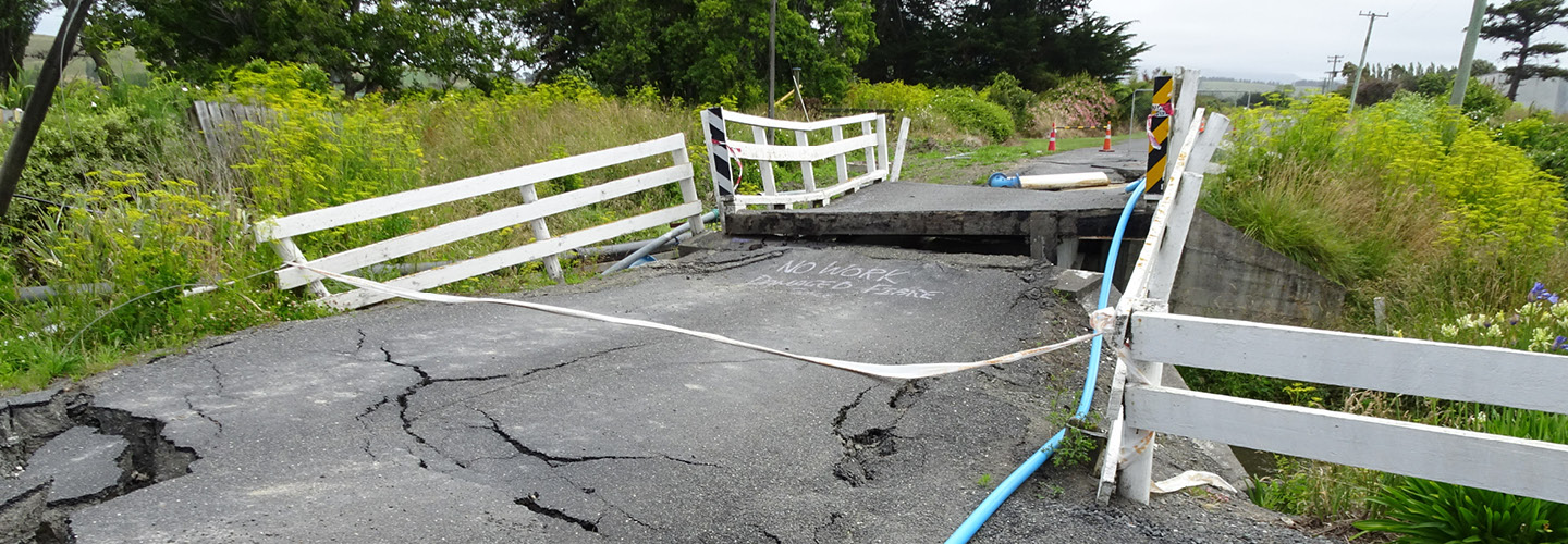 Damage to a bridge from an earthquake
